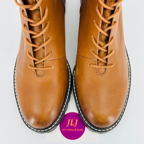 J. Crew Women's Gwen Lug-Sole Rich Oak Leather Lace-Up Boots BA186 Size 9.5 - Picture 4 of 11